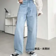 moment＋　レディース　L デニム　ツイルストレートパンツ