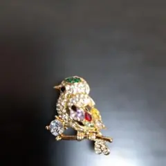 鳥のラインストーン ブローチ