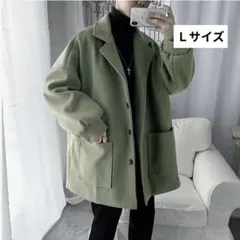 チェスターコート ロングコート オーバーサイズ グリーン　Lサイズ