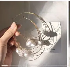 Bride me ゴールドパールフープピアス