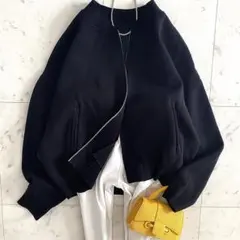 良品 アドーア ADOREドライストレッチニットアウター ブルゾン 黒 38