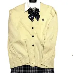 【コスプレ／制服風】カーディガン　ブラウス　スカート　リボン　4点セット