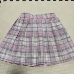 ピンク チェック柄 プリーツスカート 130