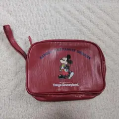 ミッキー　ディズニーランド レトロ 開園当初 ポーチ　赤のサムネイル