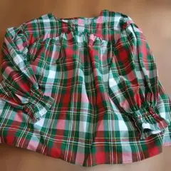 PERSON'Sチェック柄長袖バルーンブラウス