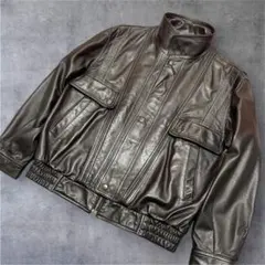 短丈 シープスキン レザーブルゾン LL ボックスシルエット 90s Y2Kのサムネイル