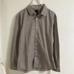 H&M ブラウンチェック柄 長袖シャツ M