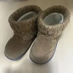 ブラウン スエード ニットブーツ キッズサイズ