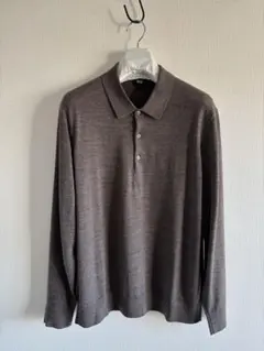 メリノニットポロセーター　XL ブラウン