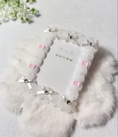 トレカケース ホイップデコ B8硬質カードケース 白 ピンクリボン クリア