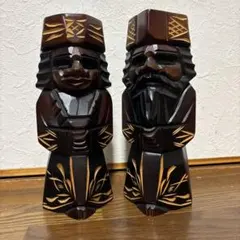 北海道民芸品 アイヌの木彫り 北海しずめ彫 玄旺作 ヴィンテージ