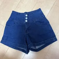 ダークブルー ハイウエストショートパンツ