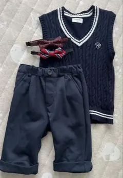 ネイビー ベスト パンツ 蝶ネクタイ セット