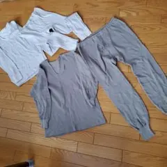 グレー 綿素材 下着セット 長袖・長ズボン　2セット　未使用