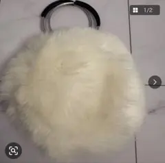 ファーバッグ ホワイト 丸型 ZARA