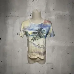 y2k 00s BOAS ストレッチ Tシャツ USA製 短丈 ラインストーン