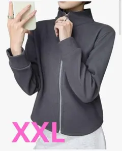 Sillictor グレー 2XL ジャンパー ベロア 暖かい 秋冬