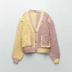 【ZARA】ビジューボタン ニットカーディガン