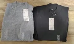 UNIQLO リブハイネックT　 グレー ブラック 2色　【新品、未使用】