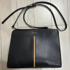 【美品】ポールスミス　ブラック ショルダーバッグ　マルチストライプ　正規品