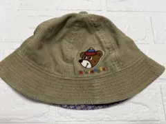 【美品】ミキハウス クマ刺繍 コーデュロイハット 54