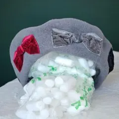 バラ色の帽子 ウール100％ リボンベレー 激カワ グレー 秋冬春