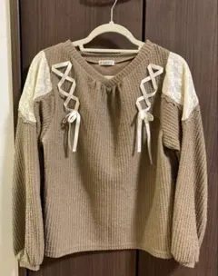 axes femme トップス 長袖 リボン付き