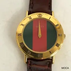 稼働/新品電池】GUCCI 3000L インターロッキング グリーン ローマン