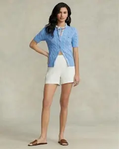 Ralph Lauren 水色 ケーブルニット 半袖　「美品」