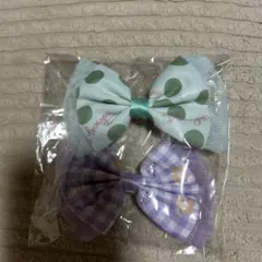 リボンヘアピンセット 水色・紫