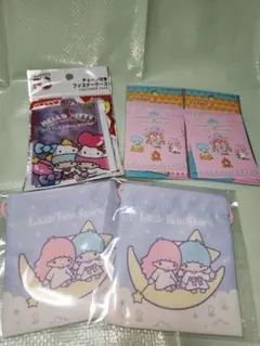 リトルツインスターズ　ミニ巾着　ステッカー　ファスナーケース