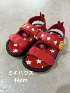 【美品】ミキハウス サンダル 14cm 赤 レッド 星柄 ベビー キッズのサムネイル