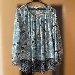 【美品】pierre cardin Ramille 長袖 花柄 ブラウス Lのサムネイル