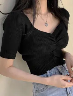 SHEIN リブニット 半袖のサムネイル