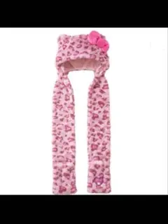 ハローキティ ヒョウ柄フリース帽子