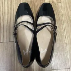 ing 黒 スクエアトゥ パンプス メリージェーン