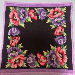 フェイラー FEILER大判タオルハンカチ花柄　ブラック