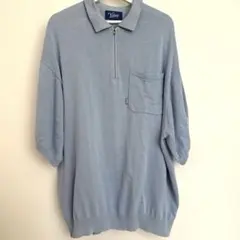 メンズ　Keboz ライトブルー ジッパーポロシャツ