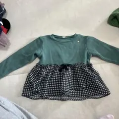アプレレクール　120 長袖カットソー グリーン・チェック柄　女の子　トレーナー