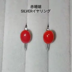 赤珊瑚　コーラル　イヤリング　SILVER シルバー刻印　コスチュームジュエリー