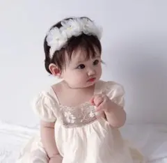 ベビー　キッズ　ヘアバンド　花かんむり　カチューシャ　レース