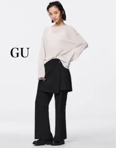 GU 2ピース スカート パンツ セット ラップスカート フレアスリーブパンツ