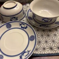 22日まで値下げ　ベトナムバッチャンヤキ　もも柄　茶碗セット