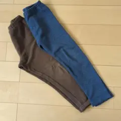 ユニクロフリース レギンス ブラウン ブルー 2点セット