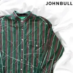 rebear Jhonabull ノーカラー　長袖シャツ　ストライプ　XL