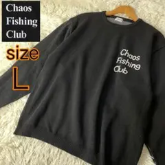【美品】Chaos Fishing Club ニット L 黒白　背面ビッグロゴ