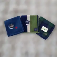 メンズ　タオルハンカチ3枚セット　POLO GAP クロコダイル　未使用品