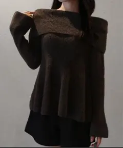 JUNOAH オフショル風ペプラムニットトップス