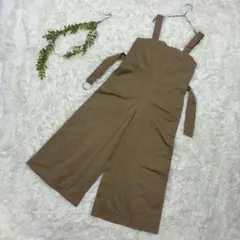 GU サロペット オールインワン ベルト付き ベージュ レディース　ワイドパンツ