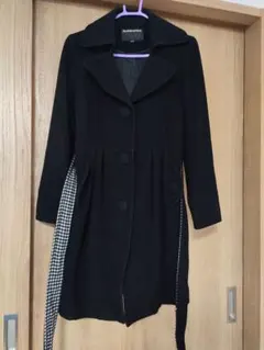 黒いウール混合ロングコート M